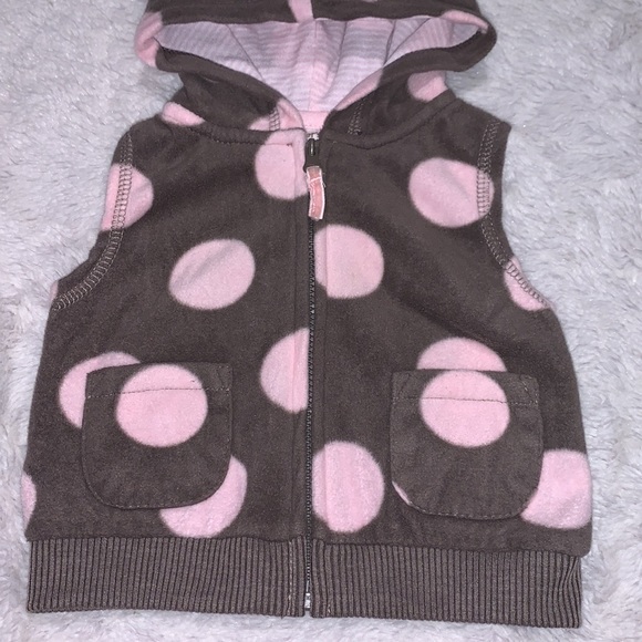 (3for $10) Carter’s fuzzy polkadot hooded vest - Picture 3 of 4